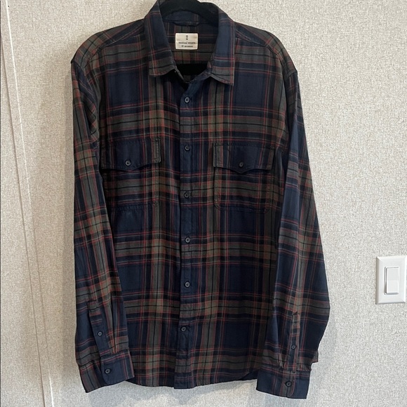 Mutual Weave Other - Classic Navy and Red Plaid Button-Down Shirt